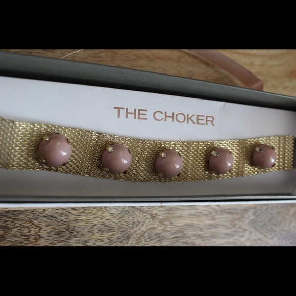 The Choker | gold chain with mauve jewels choker - Picture 2 of 3